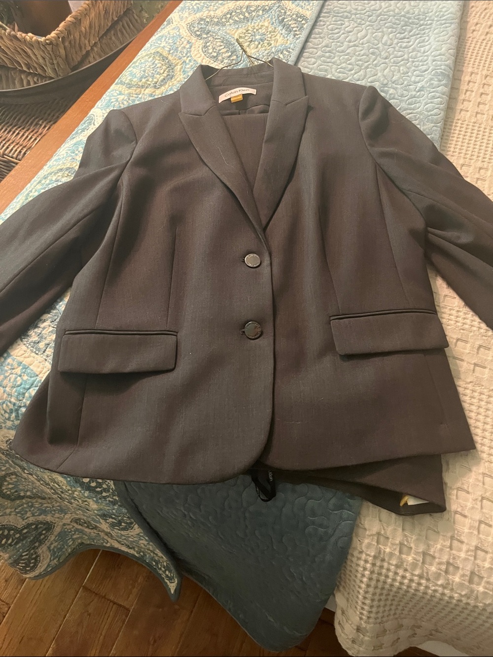 Calvin Klein grey Women's Two-Button Blazer and pants. Blazer size 14 pants 10